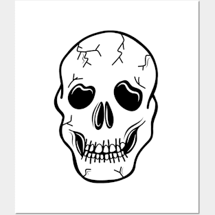 Spooky Skeleton Skull Face Cartoon on a White Backdrop, made by EndlessEmporium Posters and Art